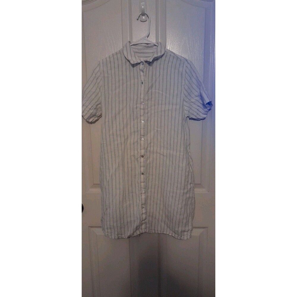 C & C California Button Down Shirt Dress Striped & Pockets Midi. Size Small. B64